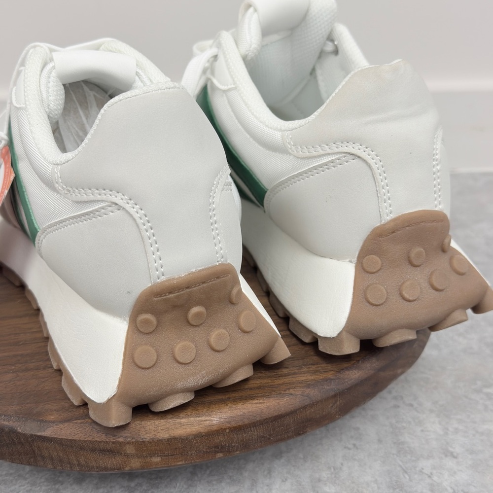 Lucky Step White Green Retro Sneakers Women’s Size‎ 9 Vegan Comfort Lace Up - Picture 7 of 15